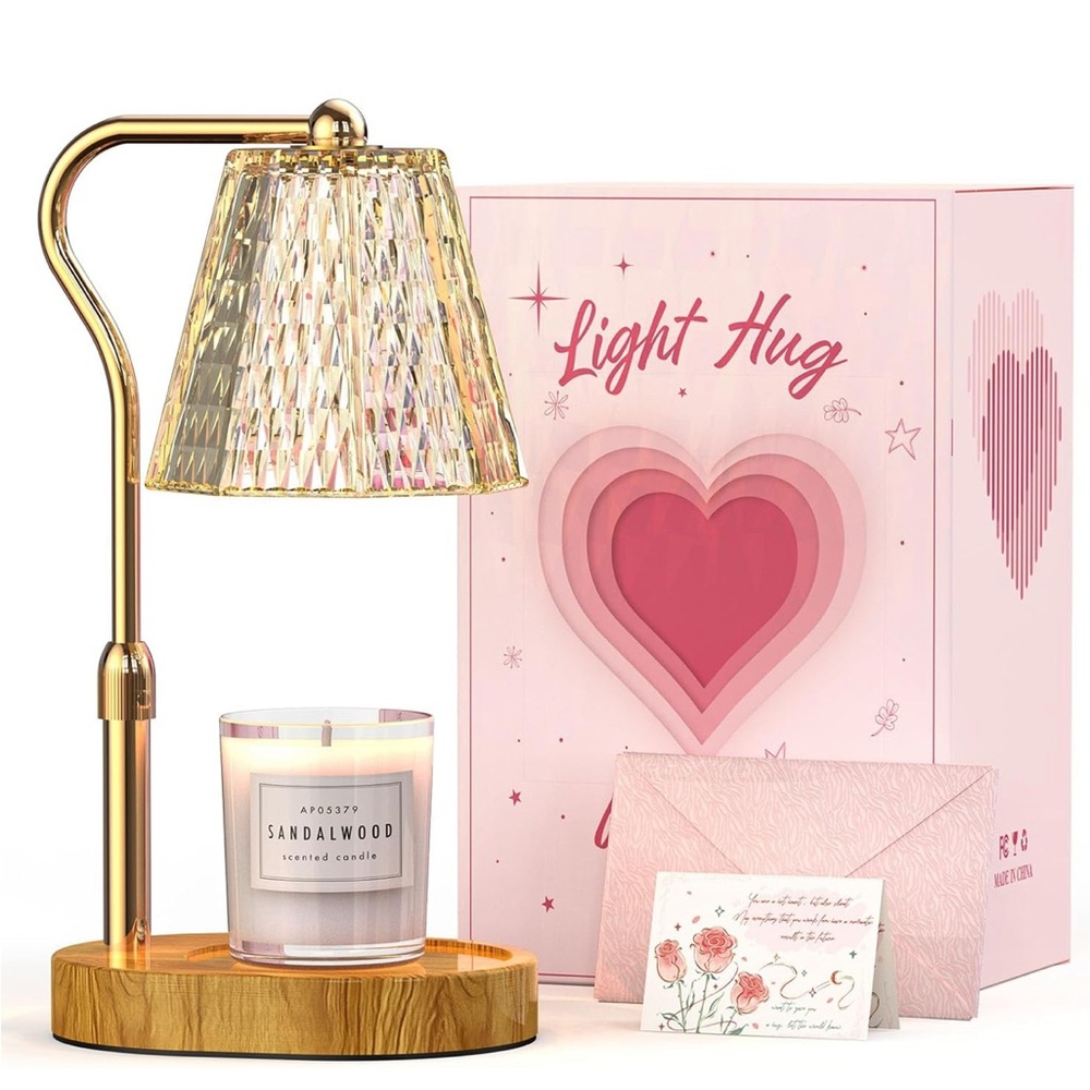 Gold Table Lamp with Candle Set